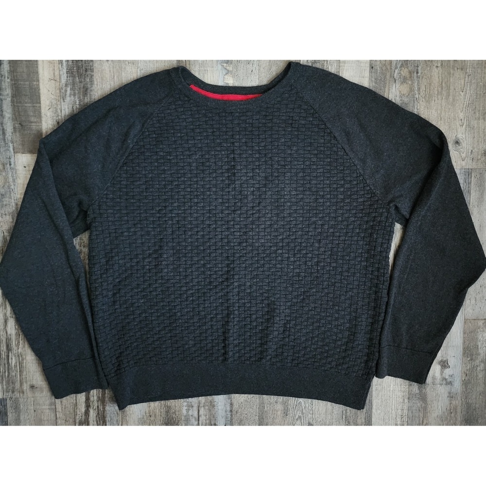 English Laundry Shirt Men's XXL Gray Long Sleeve Crew Neck Weaved Pattern Knit